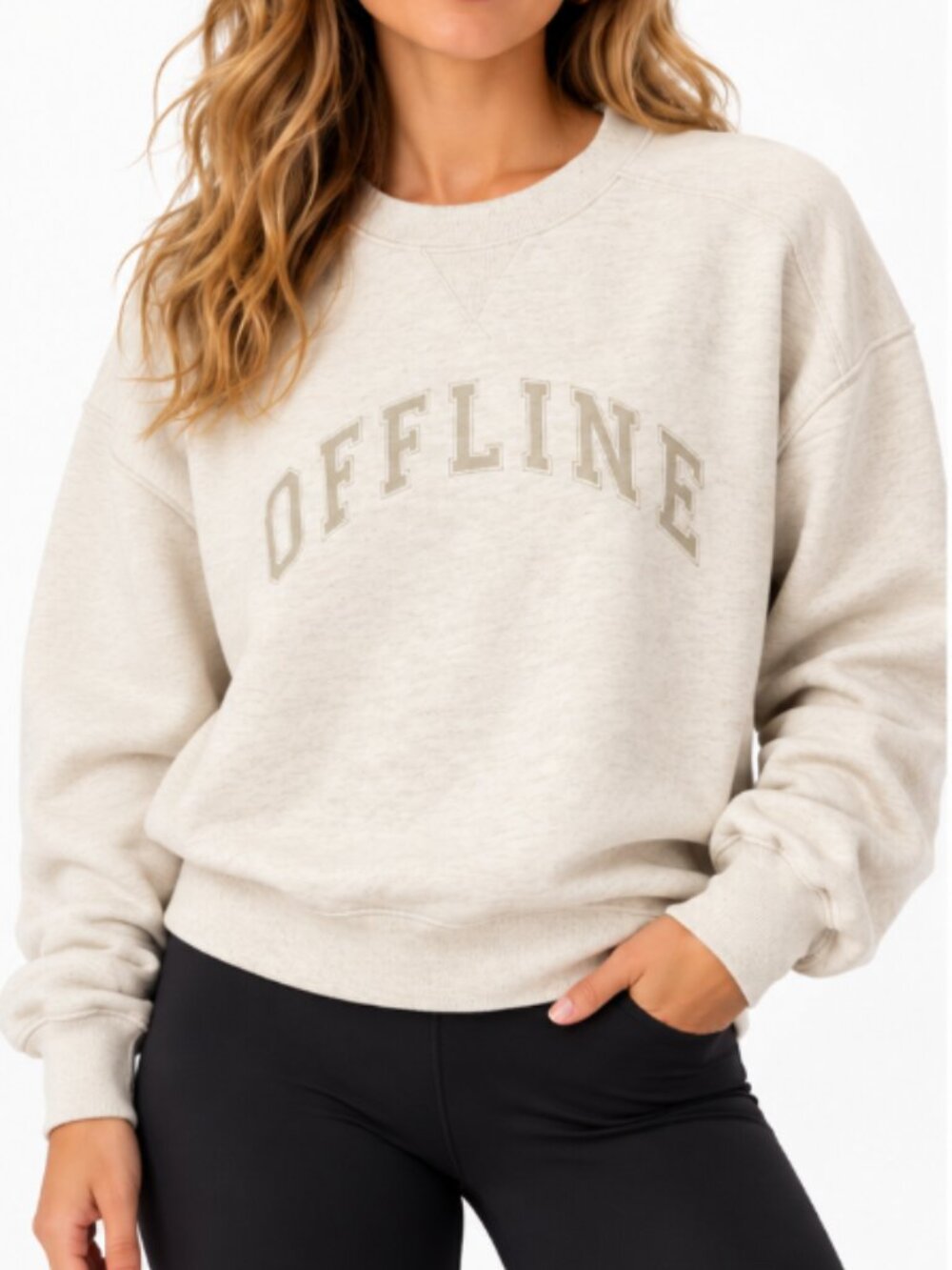 OFFLINE by Aerie Cloud Fleece Oversized Crewneck Sweatshirt Cream XS